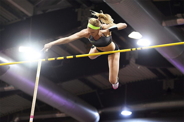 Pole vault winner Sandi Morris at the IAAF World Indoor Tour Meeting in Dusseldorf (Gladys Chai von der Laage)
