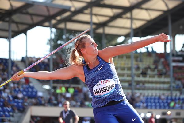 Christin Hussong, winner of the javelin at the IAAF Diamond League meeting in Lausanne (Giancarlo Colombo)