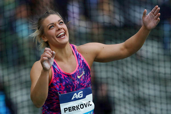 La vincitrice del Discus Sandra Perkovic alla finale della IAAF Diamond League a Bruxelles (Getty Images)