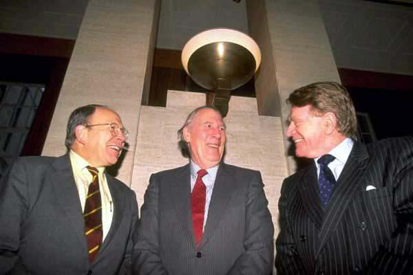 Chris Brasher with Roger Bannister and Chris Chataway (Getty Images)