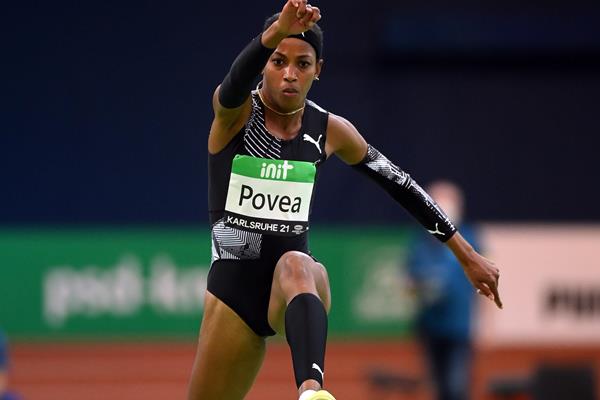 Liadagmis Povea, winner of the triple jump at the World Athletics Indoor Tour meeting in Karlsruhe (Getty Images)