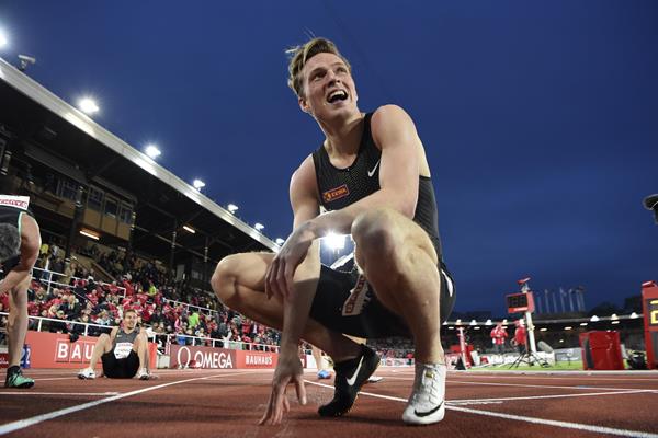 Karsten Warholm after his victory in Stockholm (Hasse Sjogren)