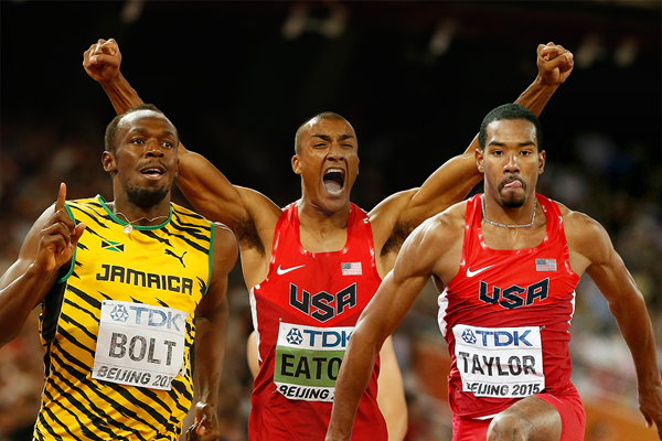 Usain Bolt, Ashton Eaton and Christian Taylor (Getty Images)