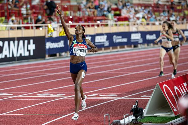 Faith Kipyegon wins the 1000m at the Diamond League meeting in Monaco (Philippe Fitte)