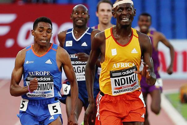 Caleb Ndiku wins the 3000m at the IAAF Continental Cup, Marrakech 2014 (Getty Images)