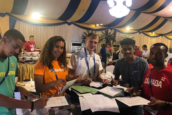 Athletes voting in the Athletes Commission elections in Doha (IAAF)