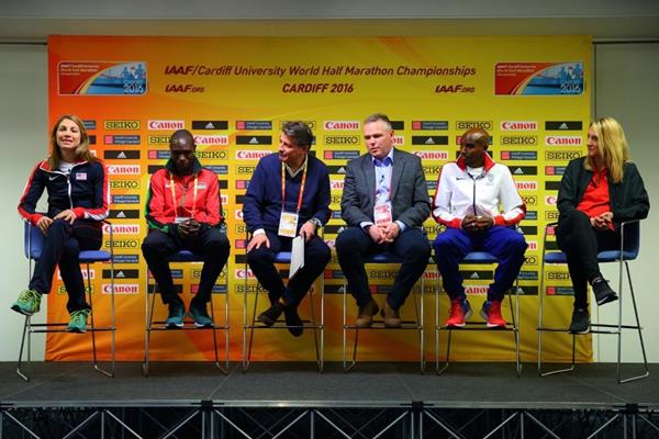 The press conference for the IAAF/Cardiff University World Half Marathon Championships Cardiff 2016 (Getty Images)