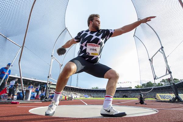 Discus winner Daniel Stahl at the Diamond League meeting in Stockholm (Deca Text & Bild)