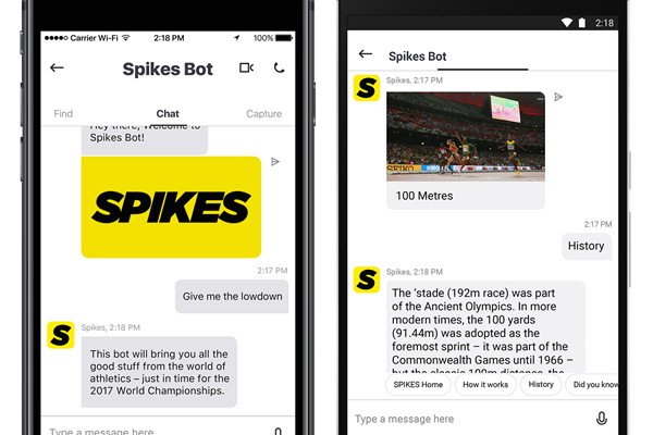 Spikes Bot in action (Skype)
