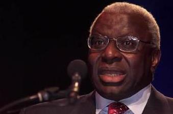 President Lamine Diack at the Opening Ceremony of the 2001 IAAF Congress (© Allsport)