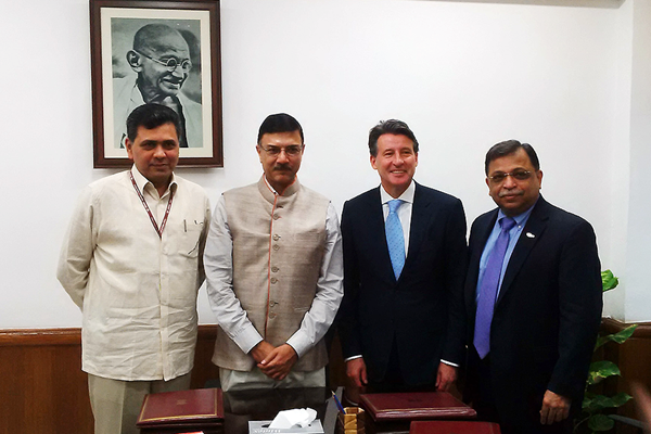 Injeti Srinivas, Director General, Sports Authority of India, Rajiv Yadav, Sports Secretary, Government of India, IAAF President Sebastian Coe and IAAF Council Member Adille Sumariwalla (AFI)