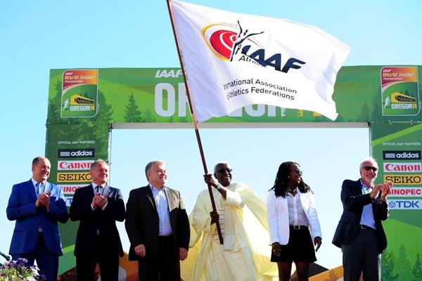 IAAF president Lamine Diack at the closing of the IAAF World Junior Championships, Oregon 2014 (Getty Images)