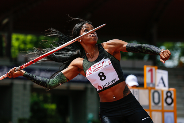 Erica Bougard in the heptathlon javelin at the IAAF Combined Events Challenge meeting in Florence (Organisers)