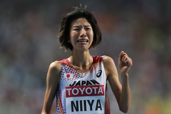 Hitomi Niiya after the 10,000m at the 2013 World Championships in Moscow (Getty Images)