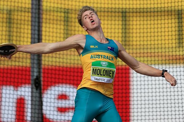 Ashley Moloney in the decathlon discus at the IAAF World U20 Championships Tampere 2018 (Getty Images)