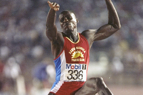 USA's Carl Lewis in action in the long jump (Getty Images)