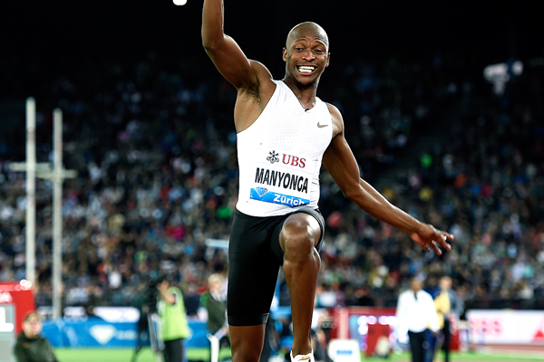 Luvo Manyonga in the long jump at the IAAF Diamond League final in Zurich (Mark Shearman)