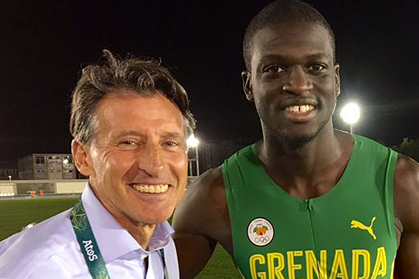 IAAF President Sebastian Coe with Kirani James in Rio (IAAF)