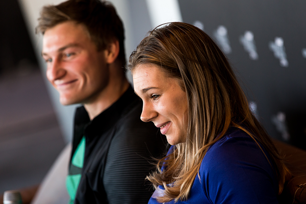 Sara Kolak and Thomas Rohler speak to the press ahead of the IAAF Athletics Awards 2016 (Philippe Fitte / IAAF)