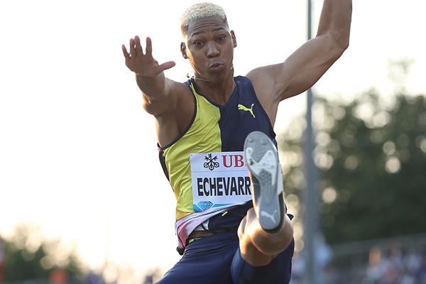 Juan Miguel Echevarria in the long jump at the IAAF Diamond League meeting in Lausanne (Giancarlo Colombo)