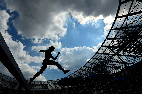 A steeplechaser in action at London's Olympic Stadium (Getty Images)