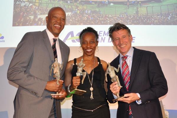 Willie Banks, Gail Devers and Sebastian Coe are inducted into the Memorial Van Damme hall of fame (Olaf Brockmann)
