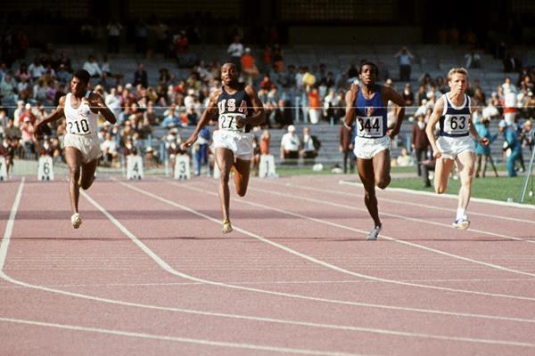 USA's Jim Hines (279) at the 1968 Olympic Games (AFP / Getty Images)