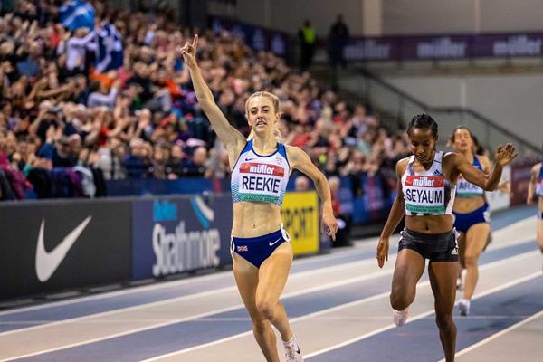 Jemma Reekie wins the 1500m at the World Athletics Indoor Tour meeting in Glasgow (Dan Vernon)