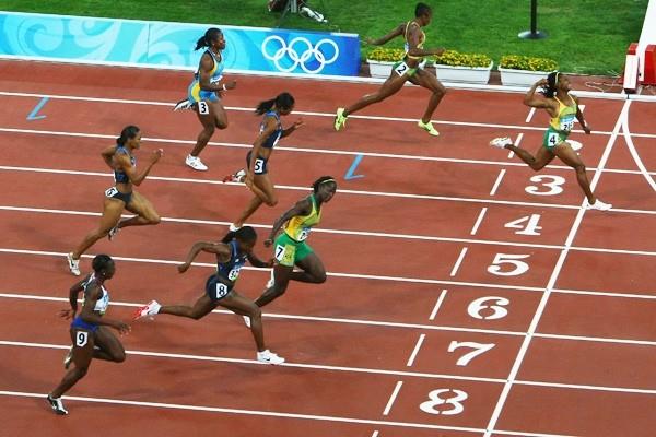 Shelly-Ann Fraser wins the 100m by more than two metres to lead a Jamaican medal sweep with Sherone Simpson and Kerron Stewart sharing the silver (Getty Images)