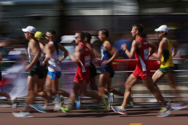 Athletes compete in the men's 20km race walk at the IAAF World Championship London 2017 (AFP/Getty Images)