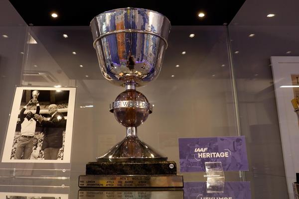 The original men's IAAF World Cup Trophy at the IAAF Heritage Exhibition in Ostrava (Getty Images)