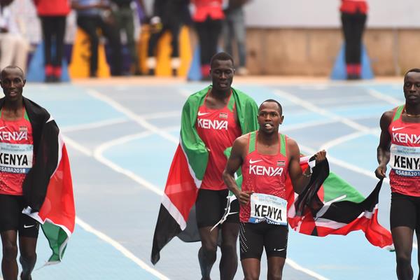 Kenya's victorious 4x400m relay squad at the African Championships in Asaba (AFP/Getty Images)