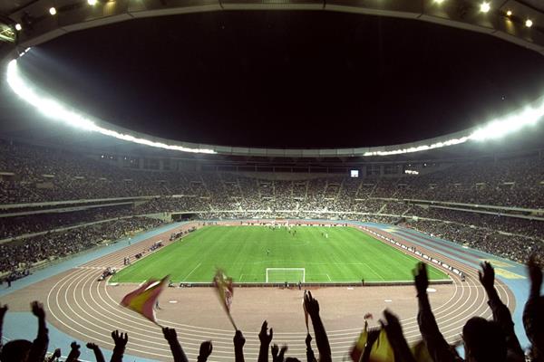 The Olympic Stadium in Seville on the night of its inauguration, 5 May 1999 (Getty Images)