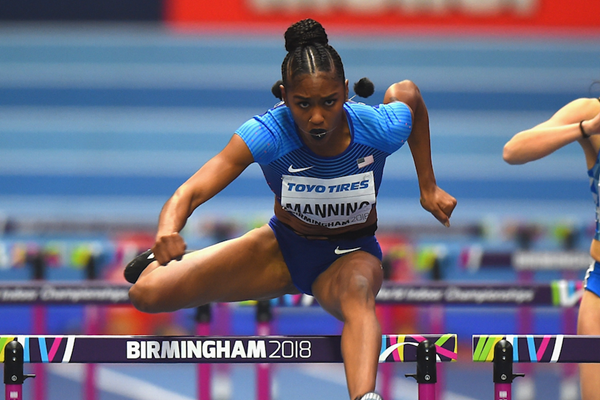 Christina Manning in the 60m hurdles at the IAAF World Indoor Championships Birmingham 2018 ()