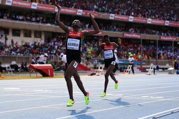 Jackline Wambui wins the girls' 800m at the IAAF World U18 Championships Nairobi 2017 (Getty Images)