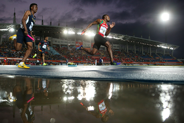Delwayne Delaney of St Kitts and Nevis in the 4x200m at the IAAF World Relays (Getty Images)