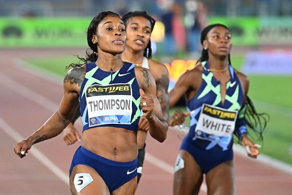 Elaine Thompson wins the 100m at the Wanda Diamond League meeting in Rome (AFP / Getty Images)