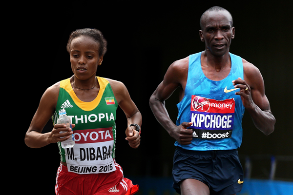 Mare Dibaba and Eliud Kipchoge (Getty Images)