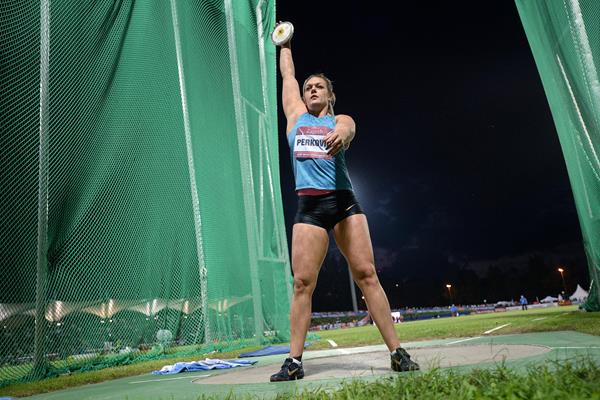 Sandra Perkovic at the 2015 IAAF World Challenge meeting in Zagreb (Organisers)