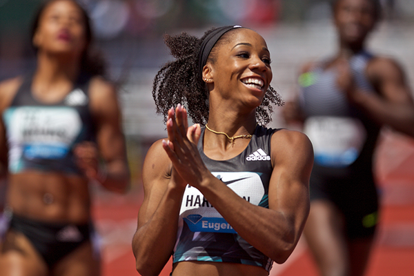Kendra Harrison wins the 100m hurdles at the IAAF Diamond League meeting in Eugene (Getty Images)