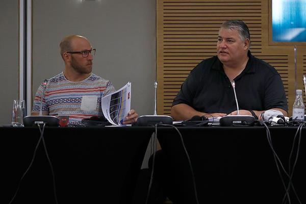 Dale Stevenson and Shaun Pickering at the IAAF Coaches Conference (Getty Images)