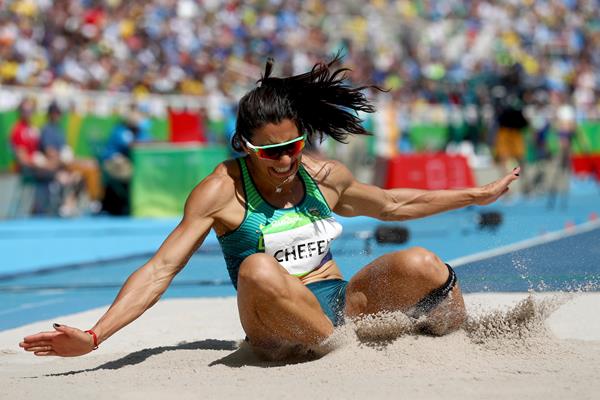 Vanessa Chefer of Brazil in the heptathlon long jump at the 2016 Olympic Games (Getty Images)