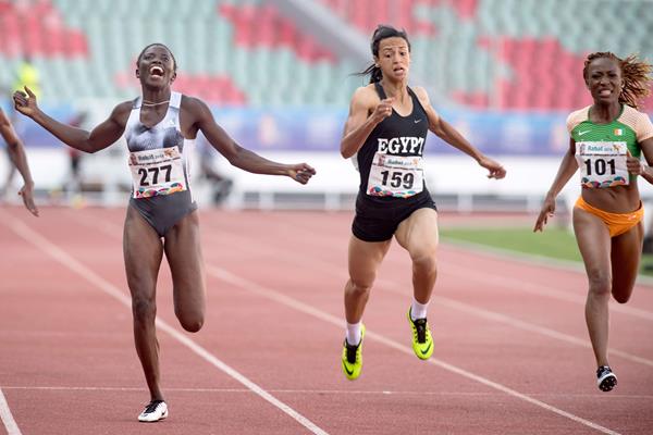 Gina Bass taking the African Games 200m title in Rabat (AFP/Getty Images)