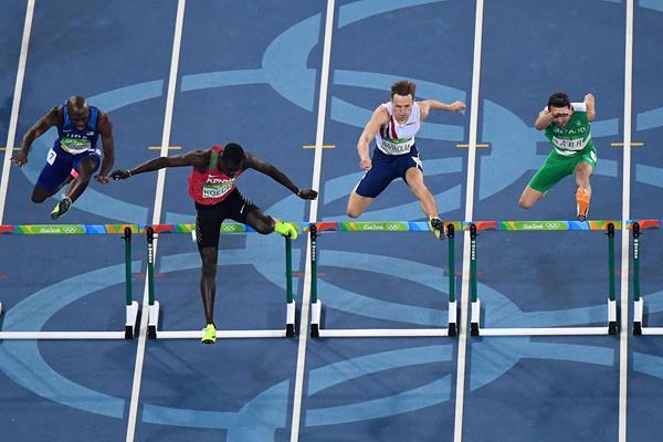 Karsten Warholm (second from right) in the 400m hurdles at the Olympic Games (Getty Images)