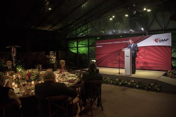 IAAF President Sebastian Coe and IAAF Dinner guests (Getty Images)