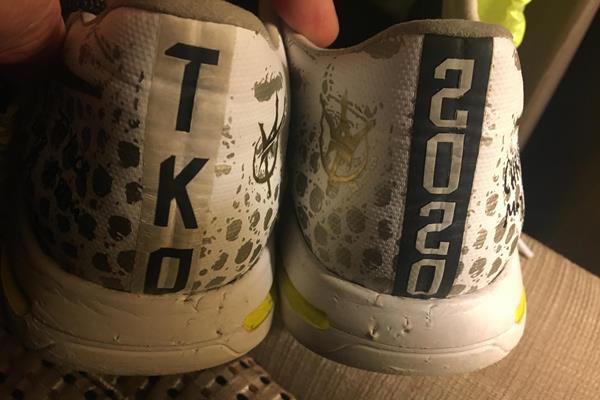 A pair of Christian Taylor's jumping spikes donated to IAAF Heritage (IAAF)