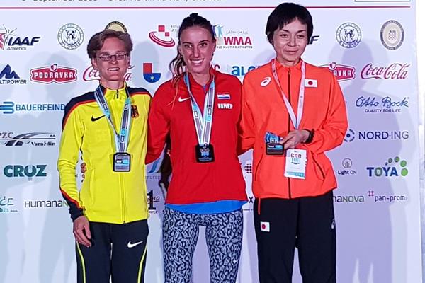 Croatia's Nikolina Sustic (centre), winner of the IAU 100km World Championship (Organisers)