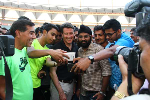 IAAF President Seb Coe at Nehru Stadium in India (AFI)