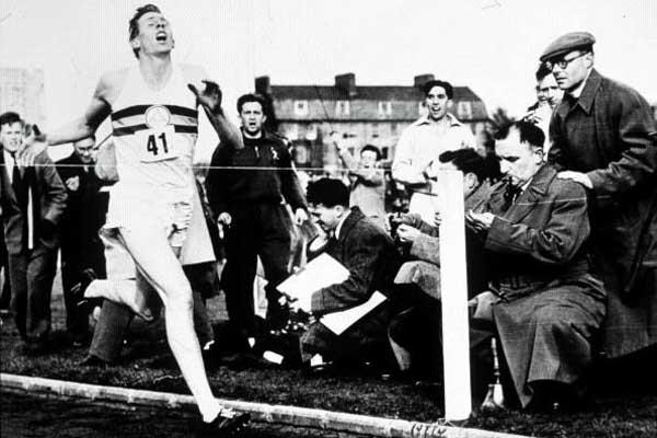 Roger Bannister breaks the four minute mile barrier - 6 May 1954 - 3:59.4 (Getty Images)