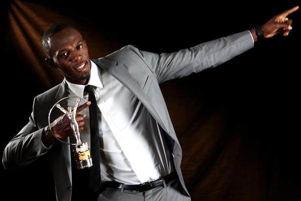 Usain Bolt with his 2013 Laureus World Sportsman of the Year award (Getty Images)